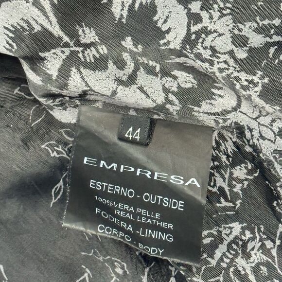 Empresa Italian Designer Brown Real Leather Motorcycle Jacket Womens Size 44 (S) - Picture 8 of 11